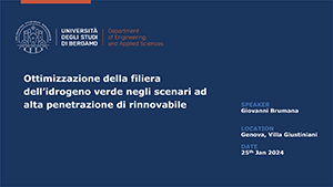 Ottimizzazione della filiera dell’idrogeno verde negli scenari energetici ad alta penetrazione di rinnovabile